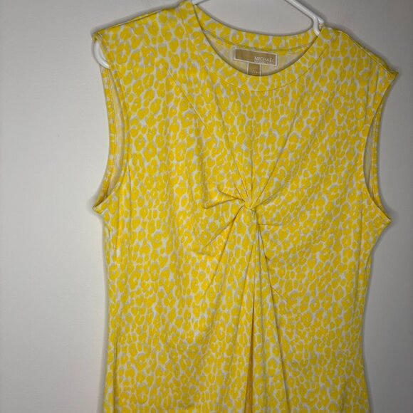 Michael Kors Tops - MICHAEL KORS NEW Sleeveless Blouse Womens L Yellow Twist Stretch Flowy Bright